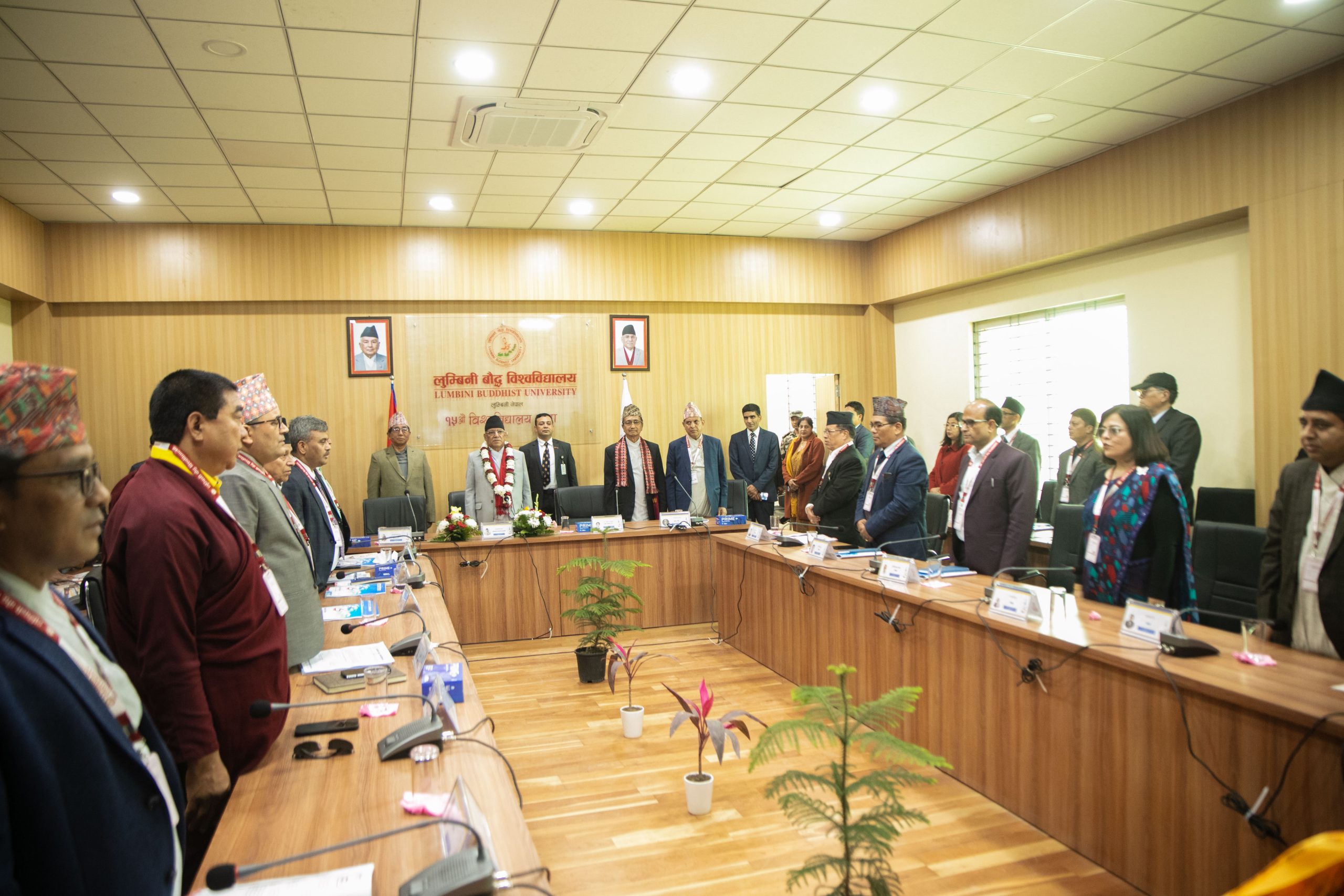 Academic event with officials and faculty at Lumbini Buddhist University Nepal
