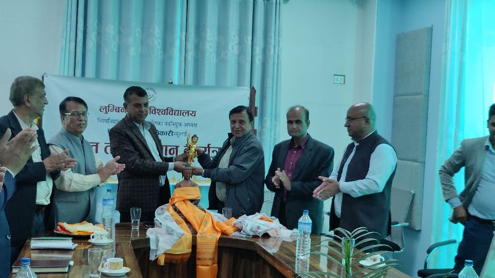 Buddha statue felicitation award ceremony at Lumbini Buddhist University Nepal