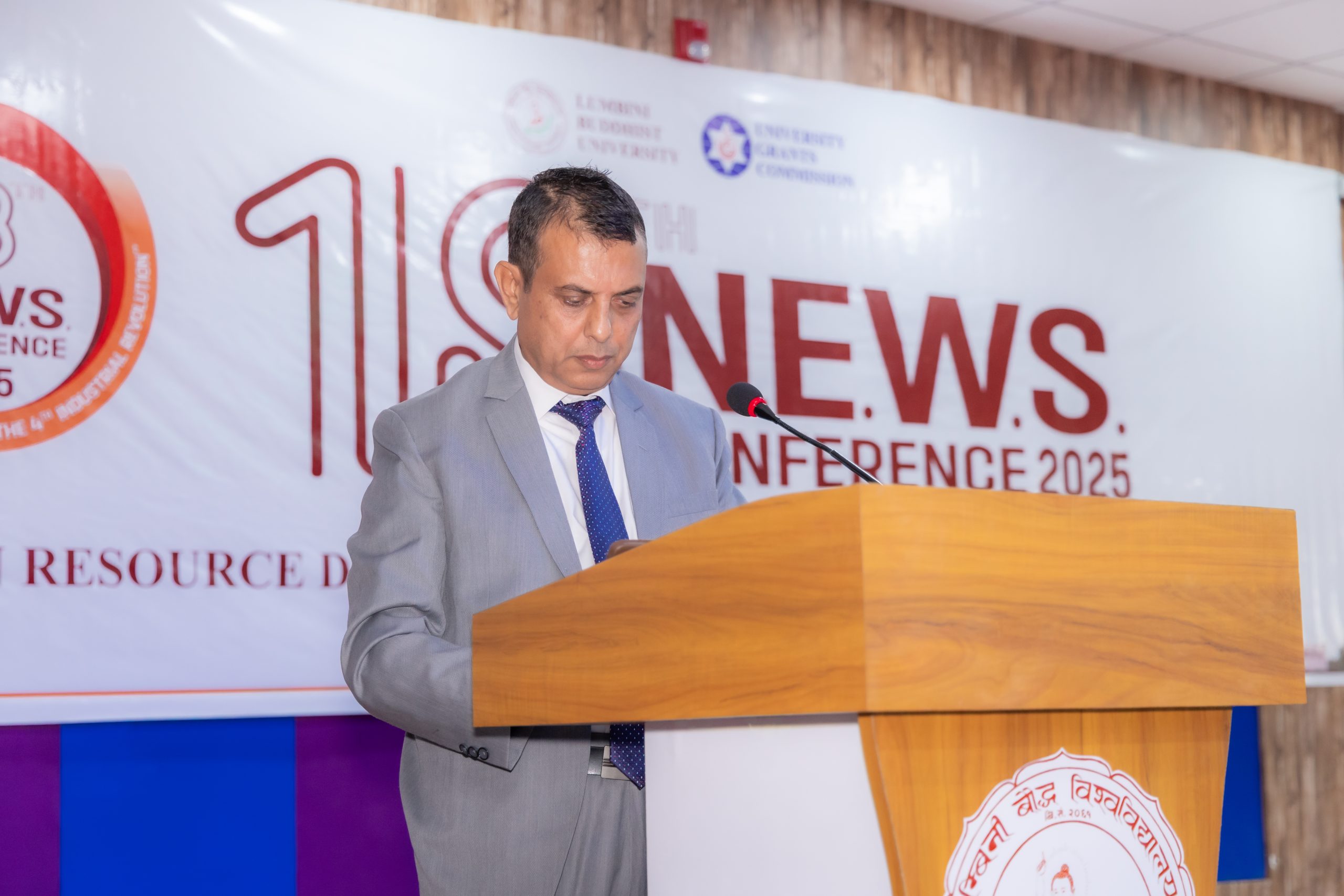 Formal ceremony with dignitaries at Lumbini Buddhist University auditorium Nepal