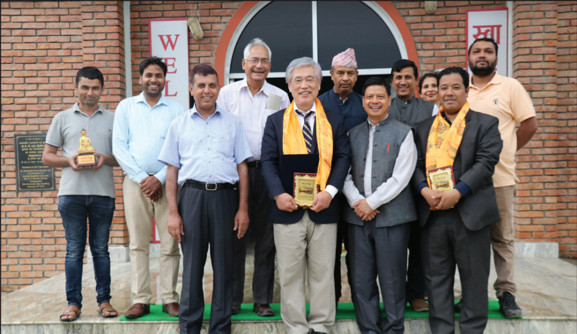 Dr. Tilak Ram Acharya with Korean academic delegation at Lumbini Buddhist University
