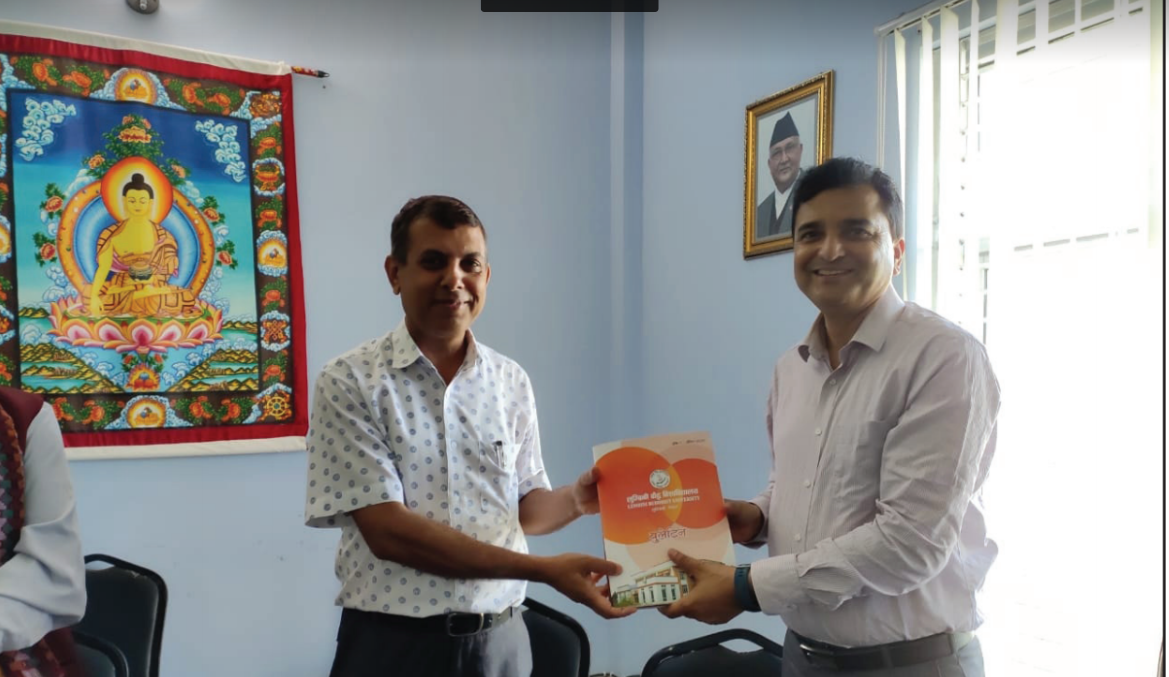 Yogesh Bhattarai with Lumbini Buddhist University officials official meeting Nepal